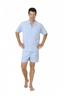Normann Pyjama Herren Schlafanzug Shorty Hellblau/Blau/Grau Normann Pyjama Herren Schlafanzug Shorty Hellblau/Blau/Grau