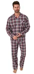 Normann Pyjama durchknöpfbarer Herren Pyjama Dunkelrot/Rot