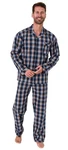 Normann Pyjama durchknöpfbarer Herren Pyjama Hellblau/Grau/Rot/Blau