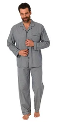Trend by Normann Pyjama Herren Pyjama langarm Grau/Hellgrau/Dunkelgrau
