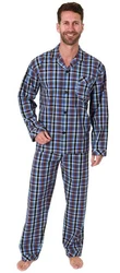Trend by Normann Pyjama Herren Pyjama langarm Hellblau/Dunkelblau/Blau/Rot