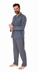Normann Pyjama Herren Schlafanzug lang Grau/Dunkelgrau/Blau/Dunkelblau/Hellgrau
