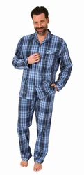 Normann Pyjama Herren Schlafanzug lang Blau/Hellblau/Dunkelblau/Lila