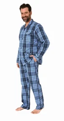 Normann Pyjama Herren Schlafanzug lang Blau/Hellblau/Dunkelblau/Lila