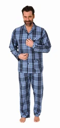 Normann Pyjama Herren Schlafanzug lang Blau/Hellblau/Dunkelblau/Lila