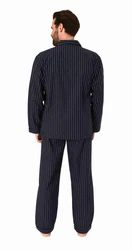 Normann Pyjama Herren Schlafanzug lang Dunkelblau/Hellblau