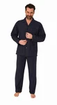 Normann Pyjama Herren Schlafanzug lang Dunkelblau/Hellblau