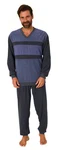 Normann Pyjama Herren langarm Schlafanzug Dunkelblau/Grau/Blau
