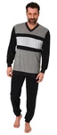 Normann Pyjama Herren langarm Schlafanzug Grau/Schwarz/Hellgrau