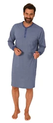 Normann Pyjama Herren langarm Nachthemd Blau/Grau/Dunkelblau/Hellblau