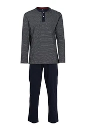 Pyjama Pure Cotton langer Herren Schlafanzug aus reiner Baumwolle, auch in Langgren