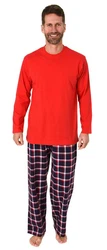Normann Pyjama Herren Schlafanzug Rot/Dunkelrot