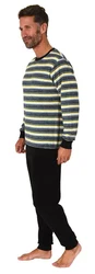 Normann Pyjama Herren Schlafanzug Dunkelblau/Creme/Grau