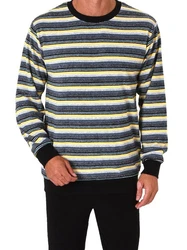 Normann Pyjama Herren Schlafanzug Dunkelblau/Creme/Grau