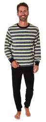 Normann Pyjama Herren Schlafanzug Dunkelblau/Creme/Grau