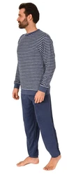 Normann Pyjama Herren Schlafanzug Dunkelblau/Blau/Hellblau