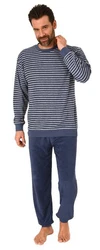 Normann Pyjama Herren Schlafanzug Dunkelblau/Blau/Hellblau