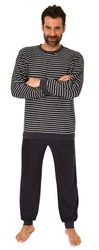 Normann Pyjama Herren Schlafanzug Dunkelblau/Grau/Schwarz/Creme/Grün