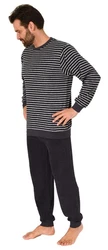 Normann Pyjama Herren Schlafanzug Dunkelblau/Grau/Schwarz/Creme/Grün