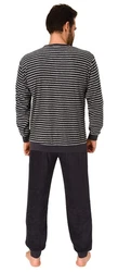 Normann Pyjama Herren Schlafanzug Dunkelblau/Grau/Schwarz/Creme/Grün
