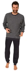 Normann Pyjama Herren Schlafanzug Dunkelblau/Grau/Schwarz/Creme/Grün
