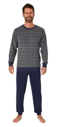 Normann Pyjama Herren Schlafanzug Grau/Dunkelblau