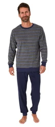 Normann Pyjama Herren Schlafanzug Grau/Dunkelblau