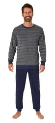 Normann Pyjama Herren Schlafanzug Grau/Dunkelblau