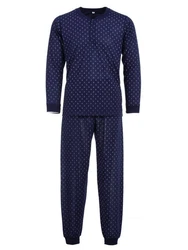 Lucky Schlafanzug Pyjama Set Langarm Dunkelblau/Blau