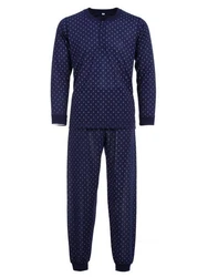 Lucky Schlafanzug Pyjama Set Langarm Dunkelblau/Blau