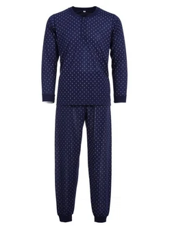 Lucky Schlafanzug Pyjama Set Langarm Dunkelblau/Blau
