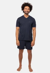 Ammann Pyjama Extra Light Cotton Set Dunkelblau/Blau