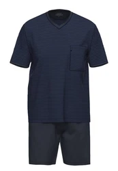Ammann Pyjama Extra Light Cotton Set Dunkelblau/Blau