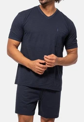 Ammann Pyjama Extra Light Cotton Set Dunkelblau/Blau