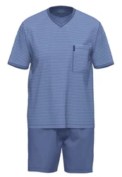 Ammann Pyjama Extra Light Cotton Set Blau/Grau/Dunkelblau