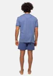 Ammann Pyjama Extra Light Cotton Set Blau/Grau/Dunkelblau