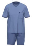 Ammann Pyjama Extra Light Cotton Set Blau/Grau/Dunkelblau