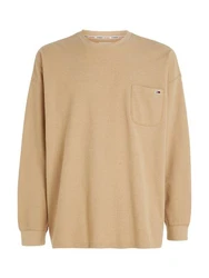 Tommy Jeans Langarmshirt TJM RLX WAFFLE SNIT TEE Beige/Khaki/Braun