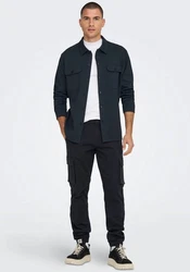 ONLY & SONS Langarmhemd New Kodyl ONSNEWKODYL OVERSHIRT SWEAT NOOS Dunkelblau/Hellblau/Grau