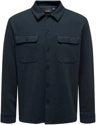 ONLY & SONS Langarmhemd New Kodyl ONSNEWKODYL OVERSHIRT SWEAT NOOS Dunkelblau/Hellblau/Grau