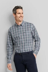 bugatti Langarmhemd Modern Fit Button-Down-Kragen Grau/Blau/Rot