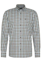 bugatti Langarmhemd Modern Fit Button-Down-Kragen Khaki/Braun