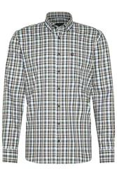 bugatti Langarmhemd Modern Fit Button-Down-Kragen Khaki/Braun