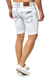 Indicode Shorts Kaden Jeans Hellblau/Creme/Weiß