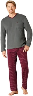 Hajo Schlafanzug Herren Pyjama mit V-Ausschnitt Bordeaux/Dunkelrot/Rot Hajo Schlafanzug Herren Pyjama mit V-Ausschnitt Bordeaux/Dunkelrot/Rot