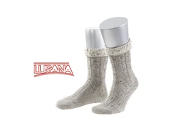 Lusana Trachtensocken Grau/Rot/Weiß