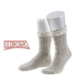 Lusana Trachtensocken Grau/Rot/Weiß