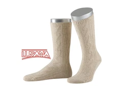 Lusana Trachtensocken Umschlag Beige/Khaki/Weiß/Braun