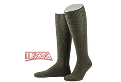 Lusana Trachtensocken Trachtenkniestrümpfe L340 Dunkelgrün/Khaki/Grün