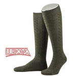 Lusana Trachtensocken Trachtenkniestrümpfe L340 Dunkelgrün/Khaki/Grün
